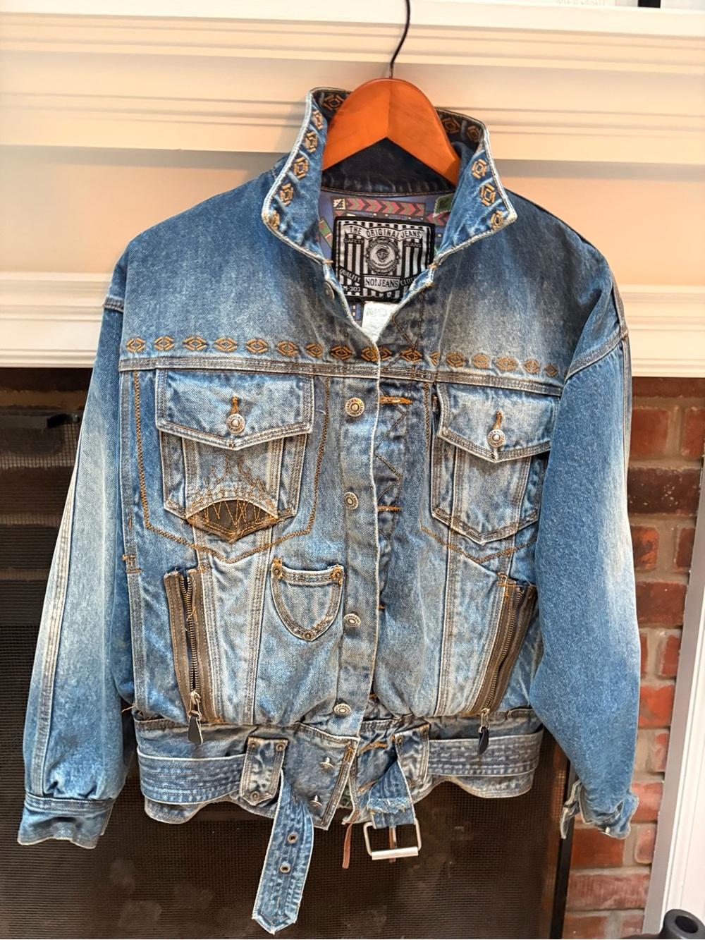 Collectors Vintage Blue Denim Jacket with Embroidered Trim